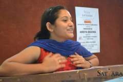 Satkara President Meenakshi Medhi addressing the audience at inauguration of Ankiya Bhaona workshop held at Cotton College, Guwahati, 2014